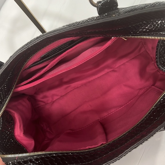 RARE! Michael Kors Limited Edition Blk Leather Tote Reptile Embossed Patent Lthr - Picture 8 of 13